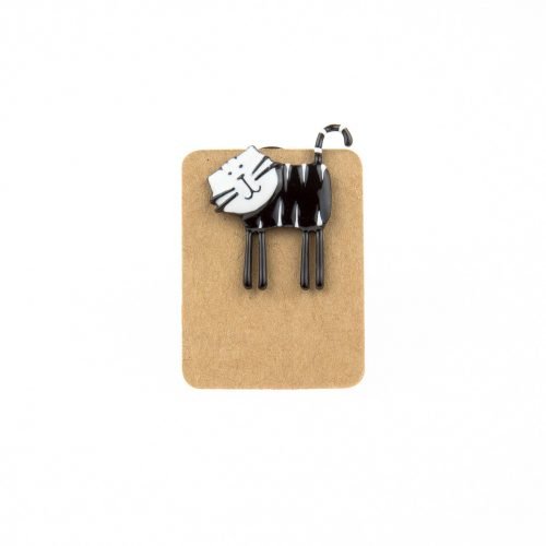 Metal Black and White Cat Enamel Pin Badge
