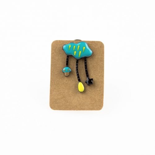 Metal Blue Cloud Mushroom Star Enamel Pin Badge