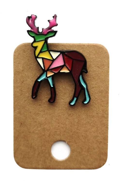 Metal Geometric Colourful Deer Stag Enamel Pin Badge