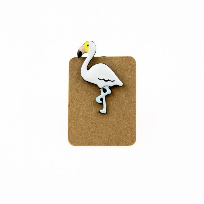 Metal White Flamingo Enamel Pin Badge