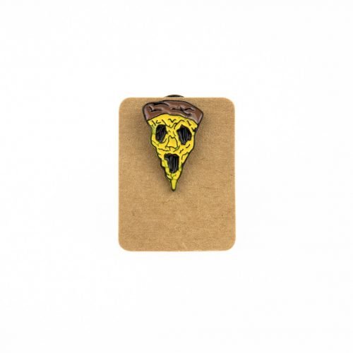 Metal Scare Pizza Slice Enamel Pin Badge