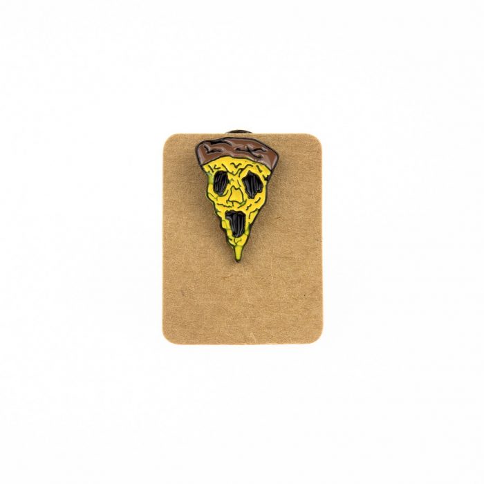 Metal Scare Pizza Slice Enamel Pin Badge