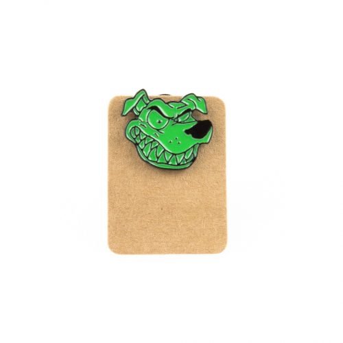 Metal Smiling Green Dog Enamel Pin Badge