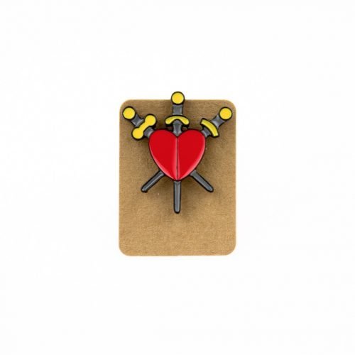 Metal Heart Three of Swords Enamel Pin Badge