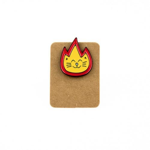 Metal Cat Flames Enamel Pin Badge
