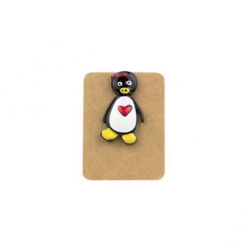 Metal Penguin Red Ribbon Enamel Pin Badge