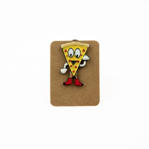 Metal Pizza Slice Man Enamel Pin Badge