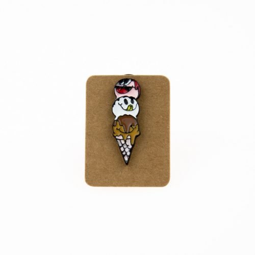 Metal Ice Cream Three Scoop Enamel Pin Badge