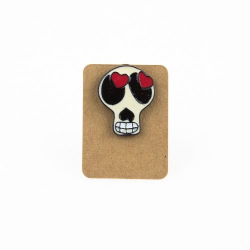 Metal Skull Head Heart Eye Enamel Pin Badge