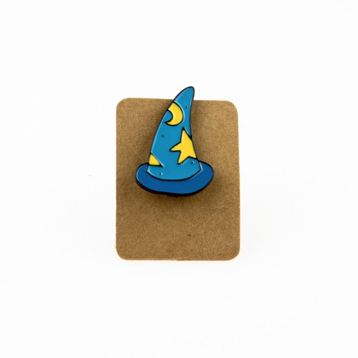 Metal Blue Wizard Hat Star Moon Enamel Pin Badge