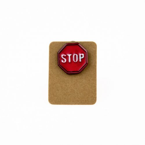 Metal Stop Road Sign Enamel Pin Badge