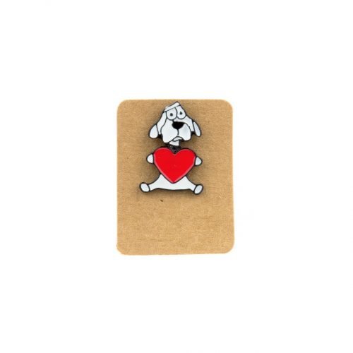 Metal Dog Heart Enamel Pin Badge
