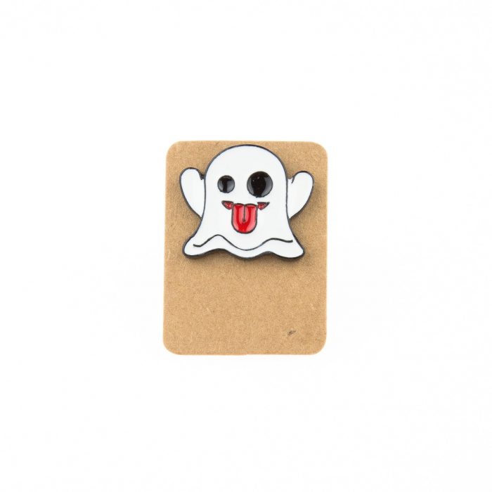 Metal Ghost Tongue Out Enamel Pin Badge