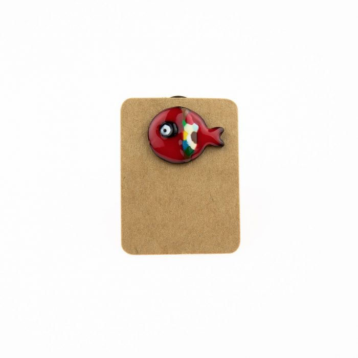 Metal Red Fish Devil Eye Enamel Pin Badge