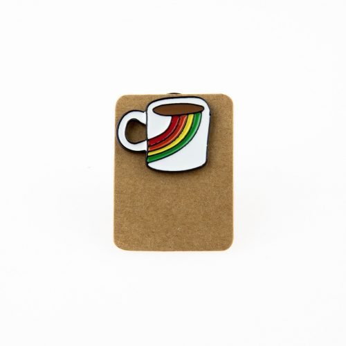 Metal Rainbow Coffee Mug Enamel Pin Badge