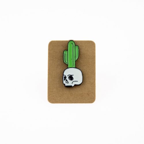 Metal Skull Cactus Enamel Pin Badge