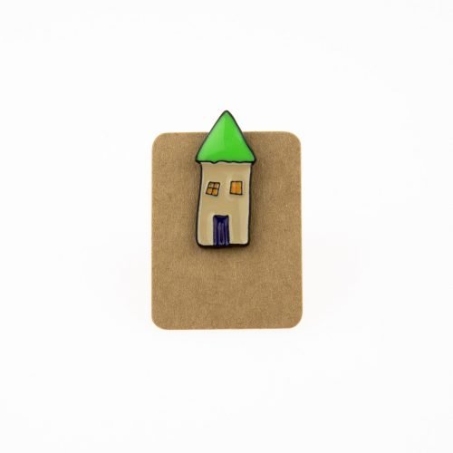 Metal House Green Roof Enamel Pin Badge